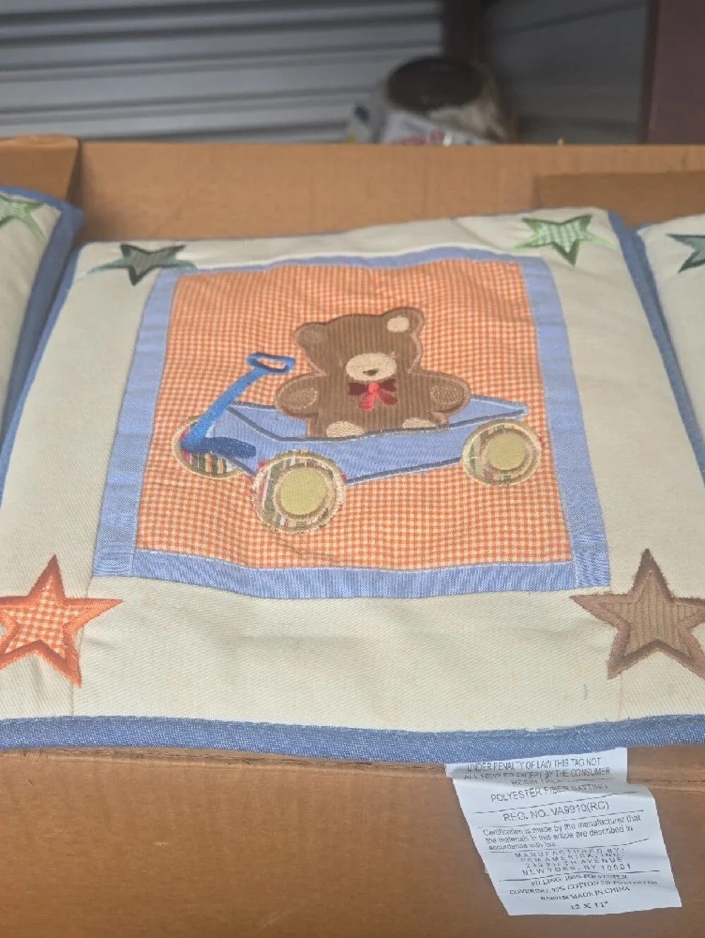 Nursery Crib Wall Hangings with Sailboat, Bear & Airplane Motifs - Blue & Cream